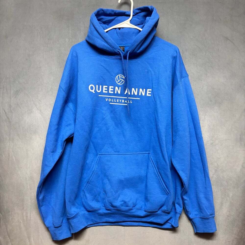 Gildan Queen Anne Volleyball Hoodie Size L Blue Heavy Blend